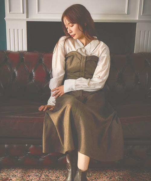 mysty woman（ミスティウーマン）の「シャツドッキングワンピース　582487（ワンピース・レディース・グレー/ブラウン/モカ/ダークブラウン・FREE）」の11枚目の写真