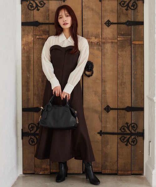 mysty woman（ミスティウーマン）の「シャツドッキングワンピース　582487（ワンピース・レディース・グレー/ブラウン/モカ/ダークブラウン・FREE）」の7枚目の写真