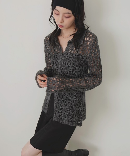 LIAN（リアン）の「クロシェポロニットカーディガン（ニット/セーター・レディース・レッド/アイボリー/ブラウン/チャコールグレー・FREE）」の12枚目の写真