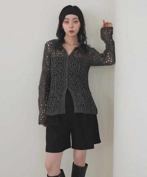 LIAN（リアン）の「クロシェポロニットカーディガン（ニット/セーター・レディース・レッド/アイボリー/ブラウン/チャコールグレー・FREE）」の15枚目の写真