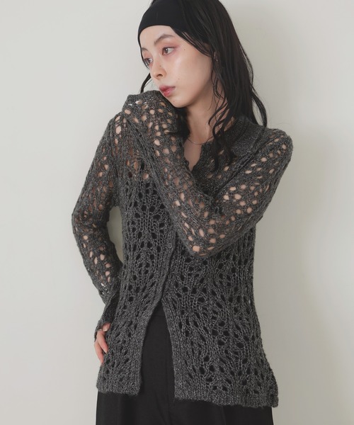 LIAN（リアン）の「クロシェポロニットカーディガン（ニット/セーター・レディース・レッド/アイボリー/ブラウン/チャコールグレー・FREE）」の16枚目の写真