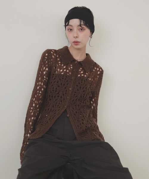 LIAN（リアン）の「クロシェポロニットカーディガン（ニット/セーター・レディース・レッド/アイボリー/ブラウン/チャコールグレー・FREE）」の17枚目の写真