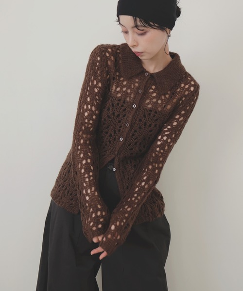 LIAN（リアン）の「クロシェポロニットカーディガン（ニット/セーター・レディース・レッド/アイボリー/ブラウン/チャコールグレー・FREE）」の18枚目の写真