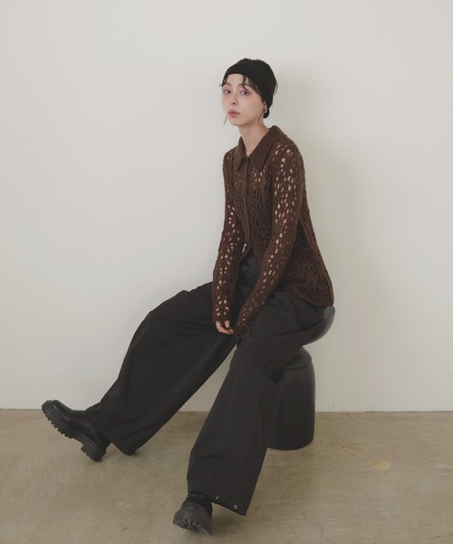 LIAN（リアン）の「クロシェポロニットカーディガン（ニット/セーター・レディース・レッド/アイボリー/ブラウン/チャコールグレー・FREE）」の19枚目の写真