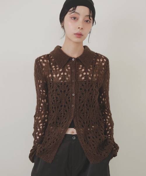 LIAN（リアン）の「クロシェポロニットカーディガン（ニット/セーター・レディース・レッド/アイボリー/ブラウン/チャコールグレー・FREE）」の22枚目の写真