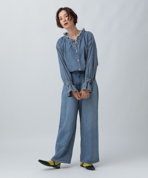 LEPSIM（レプシィム）の「デニムフリルブラウス　579702（シャツ/ブラウス・レディース・ブルー/ダークネイビー・FREE）」の8枚目の写真