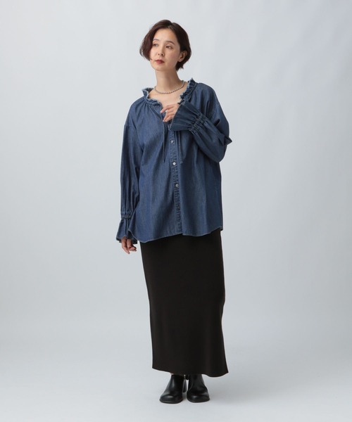 LEPSIM（レプシィム）の「デニムフリルブラウス 579702（シャツ
