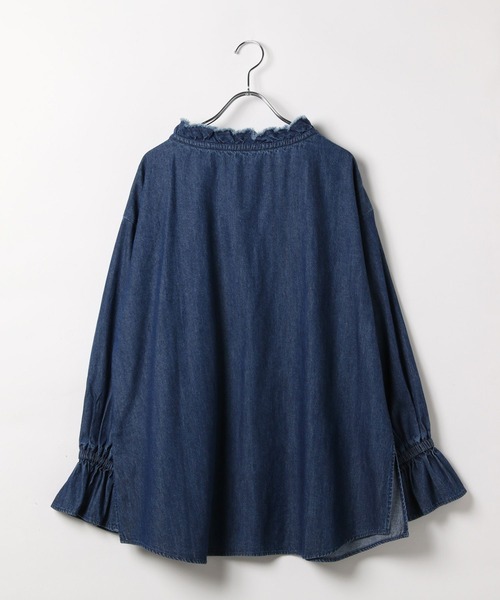 LEPSIM（レプシィム）の「デニムフリルブラウス　579702（シャツ/ブラウス・レディース・ブルー/ダークネイビー・FREE）」の15枚目の写真