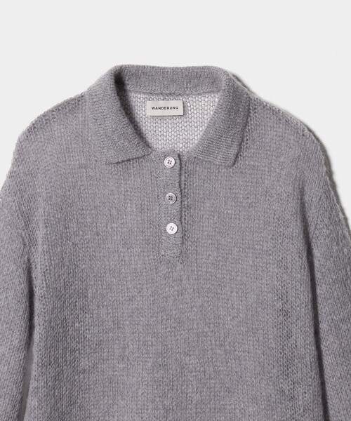 Steven Alan（スティーブンアラン）の「＜WANDERUNG × Steven Alan＞ MOHIAR MIX POLOKNIT/ニット（ニット/セーター・レディース・ダークブラウン/パープル/グレー系/オフホワイト・FREE）」の14枚目の写真