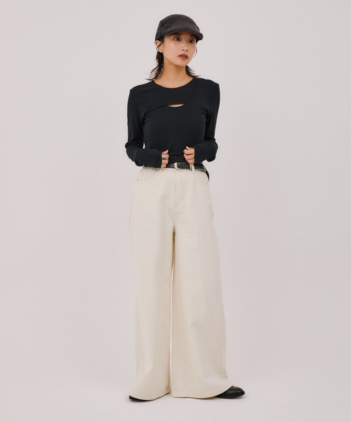 LIENCOEUR(リアンクール)の「ソフトフレアストレートデニム(デニムパンツ・レディース・ブラック/ブラウン/アイボリー・FREE)」の9枚目の写真