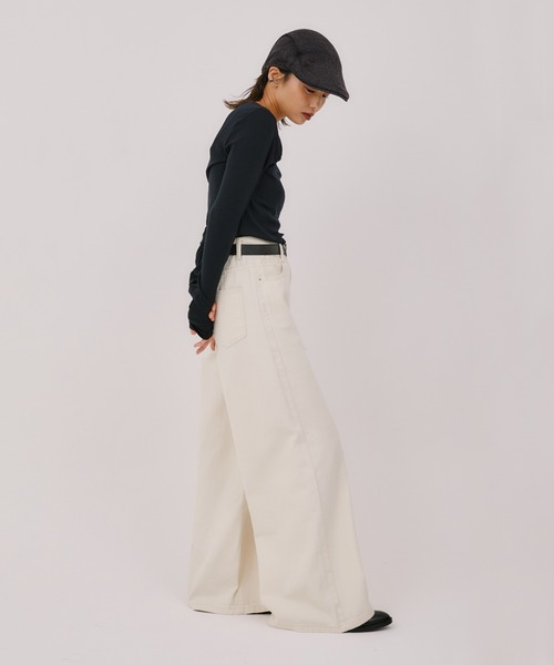 LIENCOEUR(リアンクール)の「ソフトフレアストレートデニム(デニムパンツ・レディース・ブラック/ブラウン/アイボリー・FREE)」の10枚目の写真