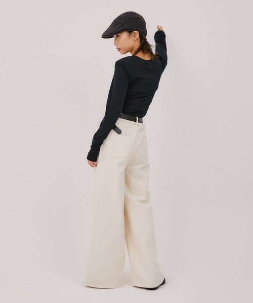 LIENCOEUR(リアンクール)の「ソフトフレアストレートデニム(デニムパンツ・レディース・ブラック/ブラウン/アイボリー・FREE)」の11枚目の写真