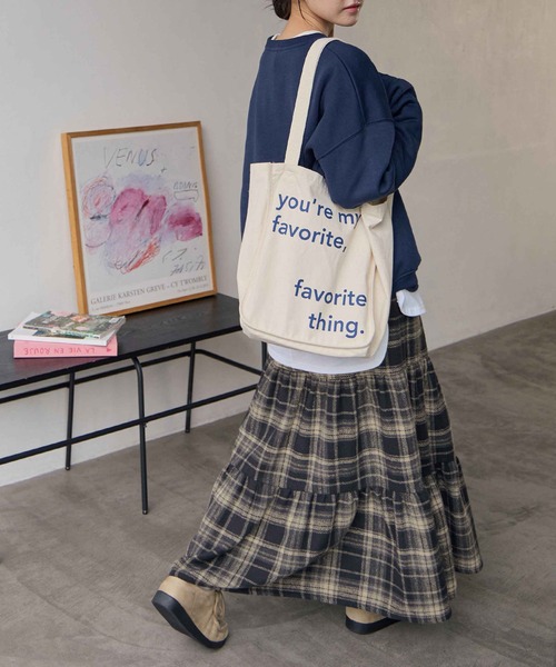 CHAN ME（チャンミ）の「チェック柄ティアードスカート（スカート・レディース・ネイビー/ブラウン・MEDIUM/LARGE/X-LARGE）」の6枚目の写真