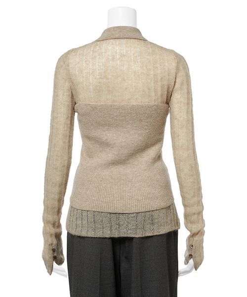 新作ミラオーウェン【セットアイテム】ポロ襟ワイドリブベアSETモヘアニットグレー Mila Owen（ミラオーウェン）の「【セットアイテム】ポロ襟