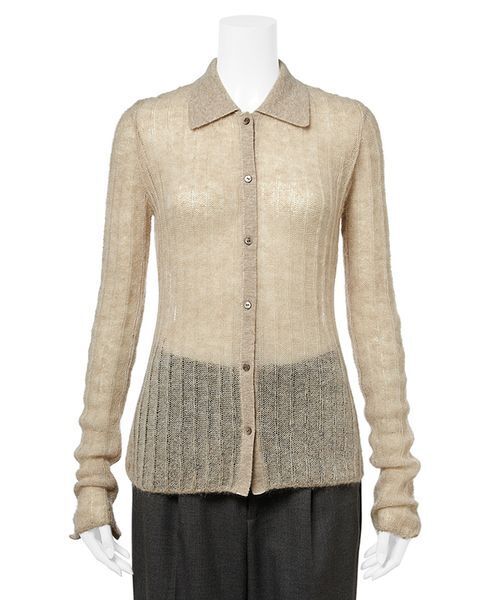 新作ミラオーウェン【セットアイテム】ポロ襟ワイドリブベアSETモヘアニットグレー セットアイテム】ポロ襟ワイドリブベアSETモヘアニット(ニット