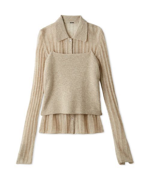 セットアイテム】ポロ襟ワイドリブベアSETモヘアニット（ニット