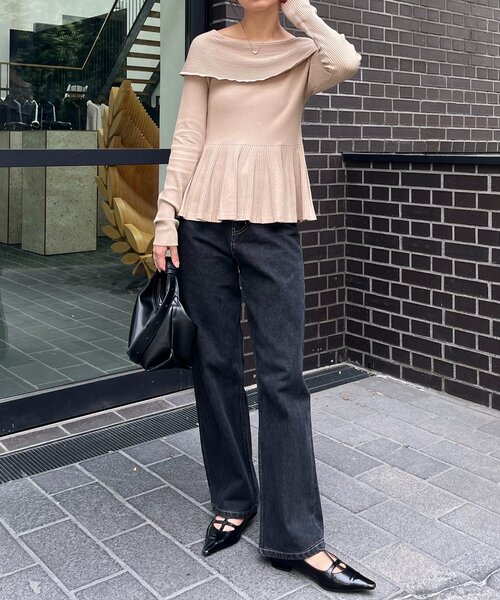 CAPRICIEUX LE'MAGE（カプリシューレマージュ）の「フレアボートネックニット（ニット/セーター・レディース・ブラック/ブラウン/ベージュ・FREE）」の17枚目の写真