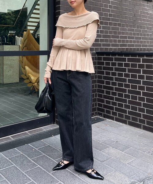 CAPRICIEUX LE'MAGE（カプリシューレマージュ）の「フレアボートネックニット（ニット/セーター・レディース・ブラック/ブラウン/ベージュ・FREE）」の21枚目の写真