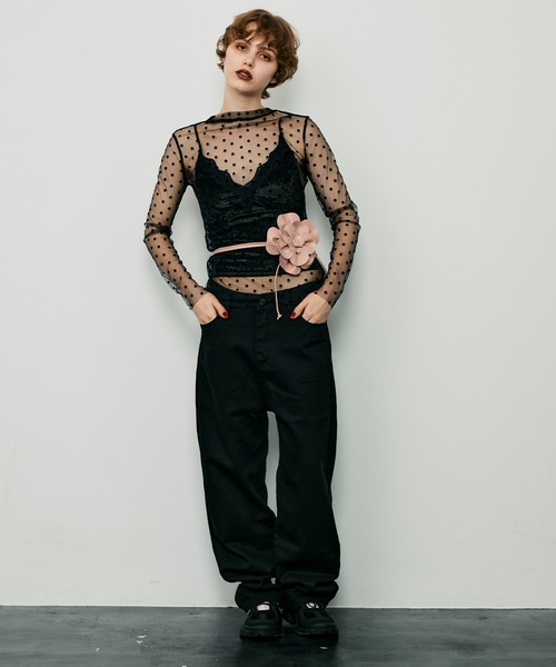 uyu.(ウユ)の「ワイドレッグデニム(デニムパンツ・レディース・ブラック・M/S)」の11枚目の写真