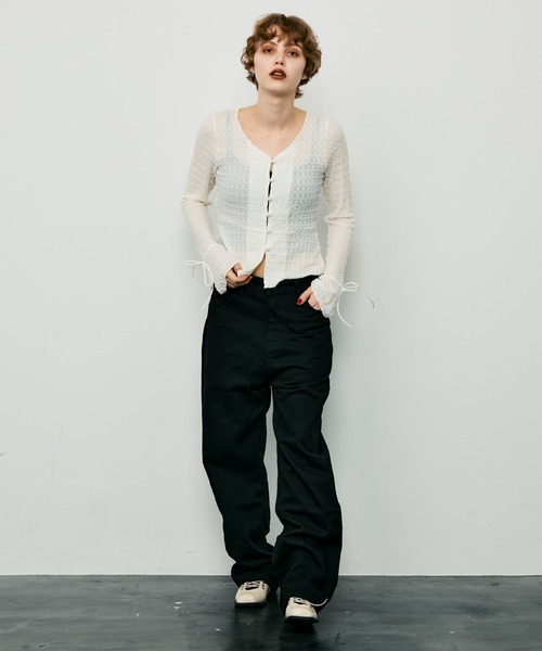 uyu.(ウユ)の「ワイドレッグデニム(デニムパンツ・レディース・ブラック・M/S)」の16枚目の写真