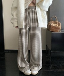 モノトーンボーダーワイドパンツ