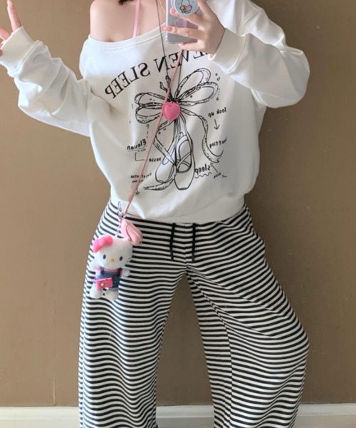 GEMEDA（ジェメダ）の「モノトーンボーダーワイドパンツ（その他パンツ・レディース・ブラック×ホワイト/グレー/ダークグレー/ベージュ・M）」の5枚目の写真