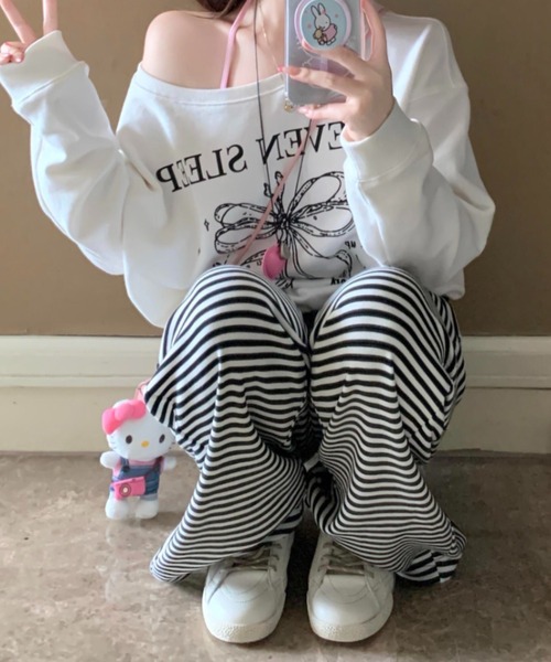 GEMEDA（ジェメダ）の「モノトーンボーダーワイドパンツ（その他パンツ・レディース・ブラック×ホワイト/グレー/ダークグレー/ベージュ・M）」の7枚目の写真