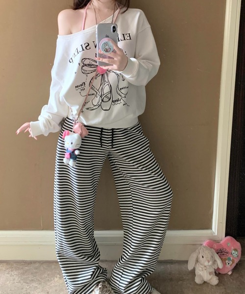 GEMEDA（ジェメダ）の「モノトーンボーダーワイドパンツ（その他パンツ・レディース・ブラック×ホワイト/グレー/ダークグレー/ベージュ・M）」の8枚目の写真