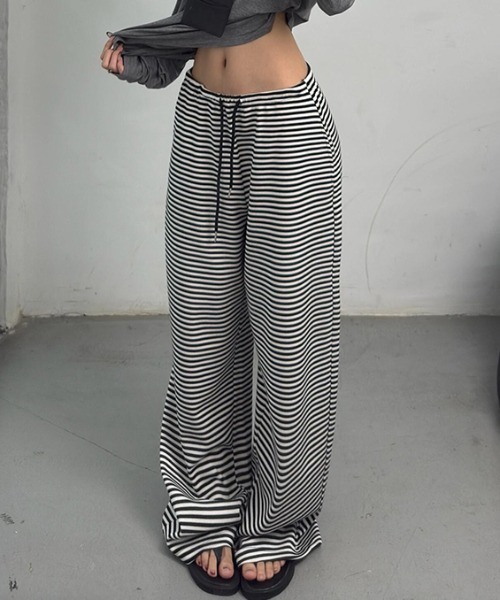 GEMEDA（ジェメダ）の「モノトーンボーダーワイドパンツ（その他パンツ・レディース・ブラック×ホワイト/グレー/ダークグレー/ベージュ・M）」の9枚目の写真