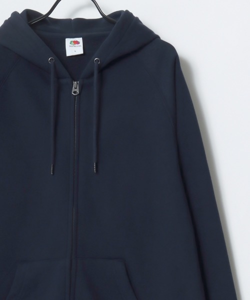 FRUIT OF THE LOOM（フルーツオブザルーム）の「FRUIT OF THE LOOM/フルーツオブザルーム BASIC SWEAT ZIP UP HOODIE/オーバーサイズ 裏毛 無地 ロゴワッペン ワンポイント刺繍 スウェット ジップアップパーカー フーディー/レディース メンズ（パーカー・レディース・ネイビー/アイボリー/ブラック/グレー・M/L/XL）」の8枚目の写真