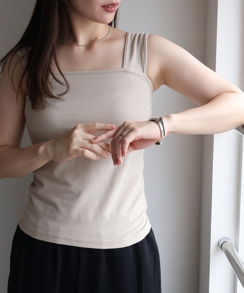 セール】ブラ紐隠しスクエアネックタンクトップ（タンクトップ