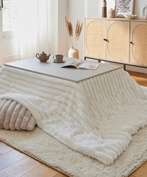 COCOPLATZ interior（ココプラッツインテリア）の「モコモコこたつ掛け布団 ストライプ ラビットファー調│長方形【furry doudou./ファーリードゥドゥ】（寝具・キッズ）」