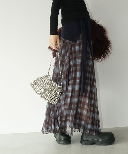 chuclla（チュクラ）の「チェックロングスカート chw25a078（スカート・レディース・チェック・FREE）」の2枚目の写真