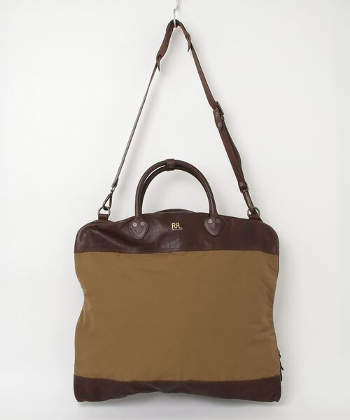 レザートリム オイルクロス ガーメント バッグ（ビジネスバッグ）｜RRL