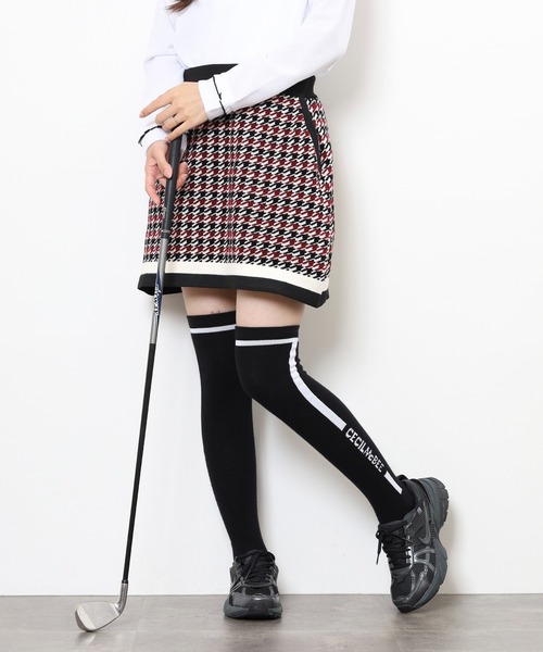 CECIL McBEE(セシルマクビー)の「HOUND TOOTH SKIRT ハウンドトゥース 総柄 ボーダー スカート(スカート・レディース・ネイビー/バーガンディー・1(S)/2(M))」の2枚目の写真