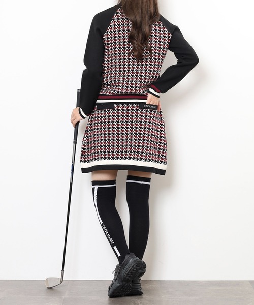 CECIL McBEE(セシルマクビー)の「HOUND TOOTH SKIRT ハウンドトゥース 総柄 ボーダー スカート(スカート・レディース・ネイビー/バーガンディー・1(S)/2(M))」の4枚目の写真