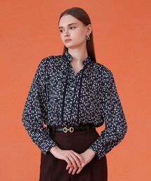 【523】新品　アナイ　ツイルストレッチリボンソデ　ブラウス　38 紫 B セットアップ対応商品】ストレッチツイルタックキャミブラウス