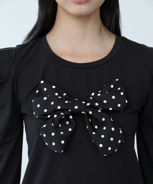 Heart Tattoo(ハートタトゥー)の「power shoulder ribbon tops / パワーショルダーリボントップス(Tシャツ/カットソー・レディース・ホワイト/ブラック・FREE)」の21枚目の写真