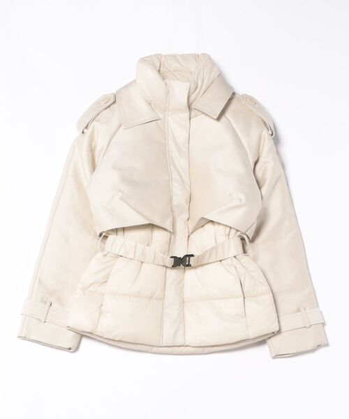 異素材MIXキルティングジャケット ブラック ホワイト（ダウン