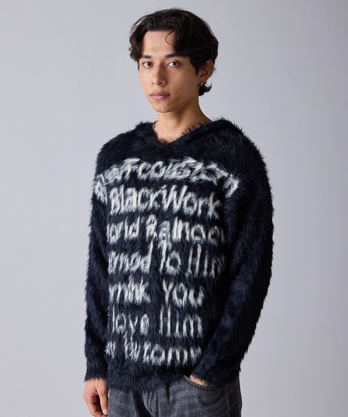 Theater code(シアターコード)の「Message Design Hooded Shaggy Knit / メッセージデザイン フード付きシャギーニット 秋 秋服メンズ 2026年秋冬 冬服(ニット/セーター・メンズ・ホワイト/ブラック・M/L)」の22枚目の写真