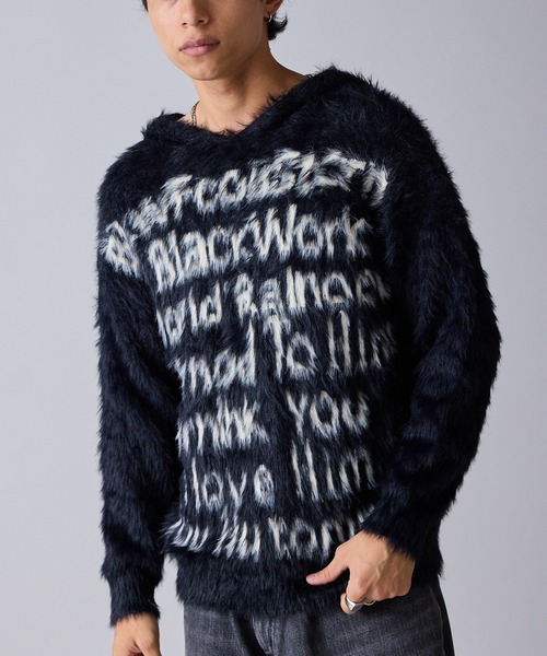 Theater code(シアターコード)の「Message Design Hooded Shaggy Knit / メッセージデザイン フード付きシャギーニット 秋 秋服メンズ 2026年秋冬 冬服(ニット/セーター・メンズ・ホワイト/ブラック・M/L)」の21枚目の写真