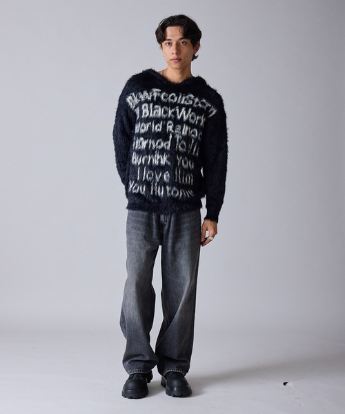 Theater code(シアターコード)の「Message Design Hooded Shaggy Knit / メッセージデザイン フード付きシャギーニット 秋 秋服メンズ 2026年秋冬 冬服(ニット/セーター・メンズ・ホワイト/ブラック・M/L)」の16枚目の写真