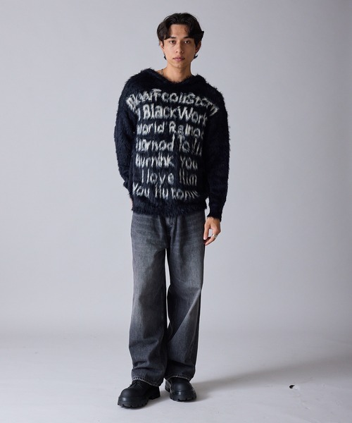 Theater code(シアターコード)の「Message Design Hooded Shaggy Knit / メッセージデザイン フード付きシャギーニット 秋 秋服メンズ 2026年秋冬 冬服(ニット/セーター・メンズ・ホワイト/ブラック・M/L)」の15枚目の写真