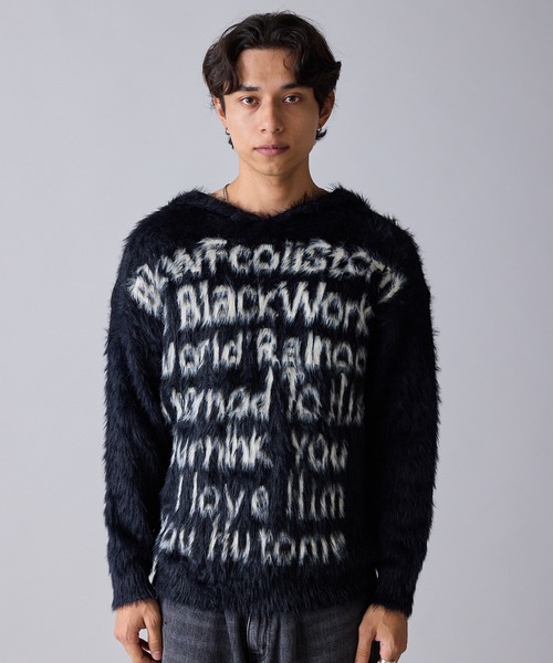 Theater code(シアターコード)の「Message Design Hooded Shaggy Knit / メッセージデザイン フード付きシャギーニット 秋 秋服メンズ 2026年秋冬 冬服(ニット/セーター・メンズ・ホワイト/ブラック・M/L)」の11枚目の写真