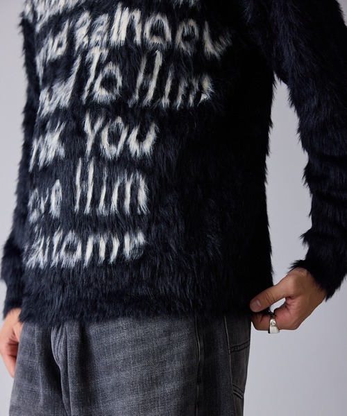 Theater code(シアターコード)の「Message Design Hooded Shaggy Knit / メッセージデザイン フード付きシャギーニット 秋 秋服メンズ 2026年秋冬 冬服(ニット/セーター・メンズ・ホワイト/ブラック・M/L)」の5枚目の写真