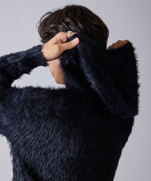 Theater code(シアターコード)の「Message Design Hooded Shaggy Knit / メッセージデザイン フード付きシャギーニット 秋 秋服メンズ 2026年秋冬 冬服(ニット/セーター・メンズ・ホワイト/ブラック・M/L)」の3枚目の写真