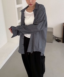 【UNISEX】ストライプ ビッグシルエット 長袖 シャツ