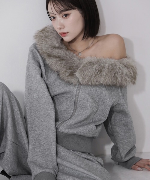 セットアップ 】ファーダブルジップワンショルスウェット＆タック