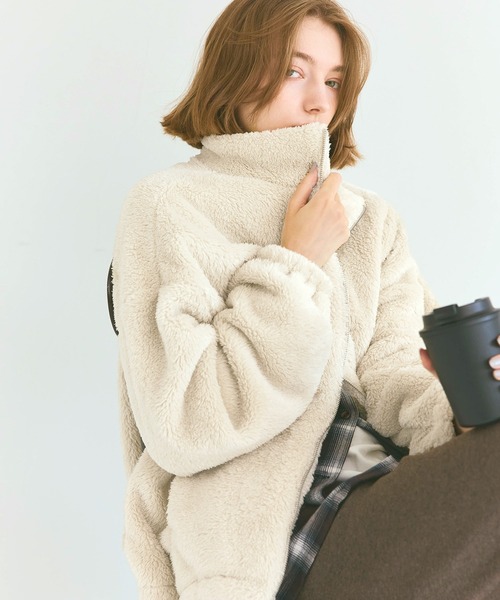 coca（coca）（コカ）の「フリースジップアップジャケット（ブルゾン・レディース・その他/ライトベージュ/ブラック/チャコール・L/S/M）」の3枚目の写真