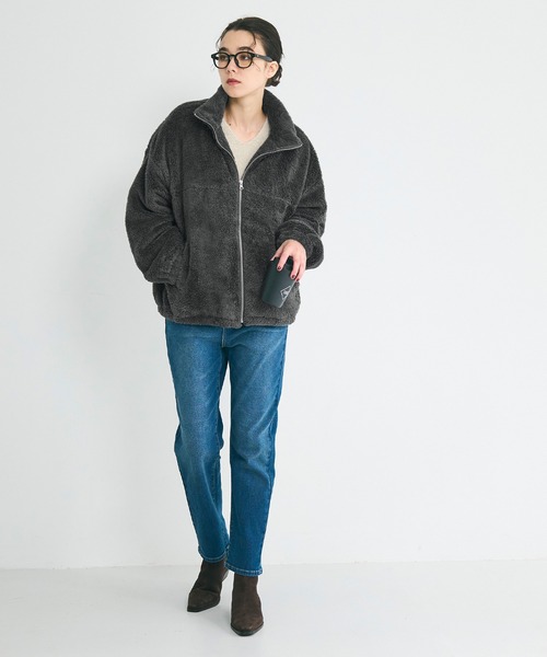 coca（coca）（コカ）の「フリースジップアップジャケット（ブルゾン・レディース・その他/ライトベージュ/ブラック/チャコール・L/S/M）」の6枚目の写真